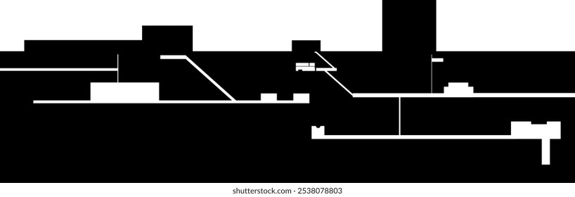 Silueta de Vector - Inframundo con túneles, búnkeres y habitaciones