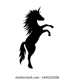 Vector silhouette of a unicorn. Card, poster, background, tattoo concept
