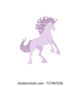 Vector silhouette unicorn image. Element for design. Violet cute silhouette unicorn. Fairy magic element, isolated vector object, flat design illustration. Beautiful horse with horn