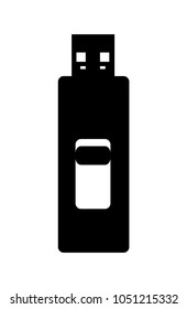 Vector silhouette of usb flash drive isolated on white background