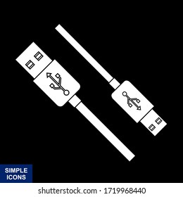 Vector silhouette of the Usb icon with a Black background, Logo Illustration, and template.