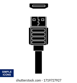 Vector silhouette of the Usb icon with a white background, Logo Illustration, and template.