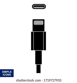 Silueta vectorial del icono Usb con fondo blanco, Ilustración del logotipo y plantilla.