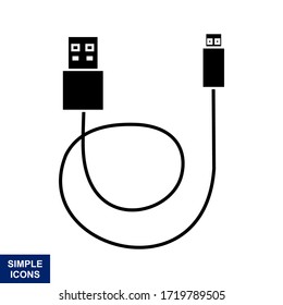 Vektorsilhouette des Usb-Symbols mit weißem Hintergrund, Logo-Illustration und Vorlage.