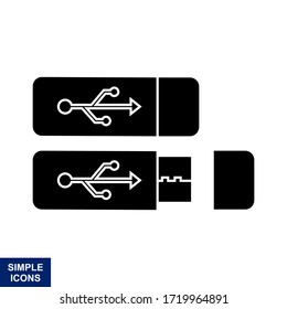 Vector silhouette of the Usb icon with a white background, Logo Illustration, and template.