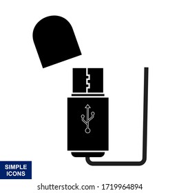 Vektorsilhouette des Usb-Symbols mit weißem Hintergrund, Logo-Illustration und Vorlage.