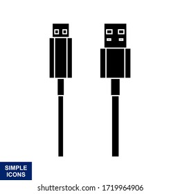 Vector silhouette of the Usb icon with a white background, Logo Illustration, and template.