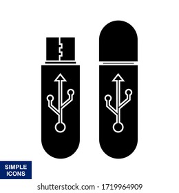 Vector silhouette of the Usb icon with a white background, Logo Illustration, and template.