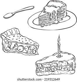 vector silhouette with variety of sweets 