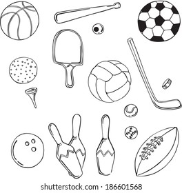 Vector Illustration Silhouette Sports Equipment Stock Vector (Royalty ...