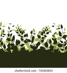 Vector, silhouette of vegetation on white background.