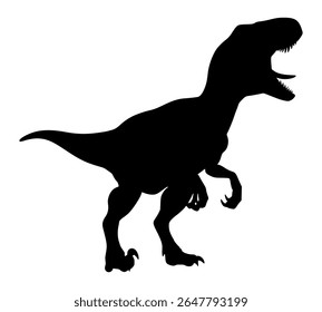 Vector Silhouette Of A Velociraptor Dinosaur.
