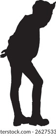  vector silhouette  view of standing woman looking away with hand on forehead 