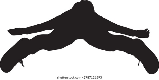 vector, silhouette of view of a woman lying face down on the ground with her arms and legs outstretched