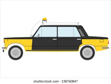 Vector silhouette of vintage yellow cab.