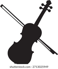 Vektorsilhouette Violine mit diagonaler Schleife auf transparentem Hintergrund