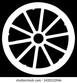 vector silhouette of wagon wheel isolated on black background