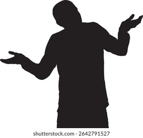 Vetor; silhueta de uma cintura e ombros retrato de um homem com uma expressão duvidosa