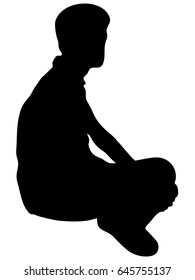 Vector silhouette of waiting on white background