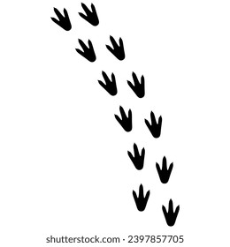 Vector silhouette of walking chicken feet pattern on white background. Chicken footprints are great for poultry logos.