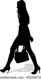 Vector silhouette of the walking girl
