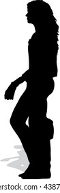 Vector Silhouette Of The Walking Girl With A Handbag