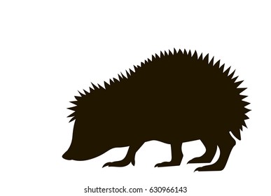 vector silhouette of a walking hedgehog