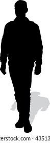 Vector silhouette of the walking man