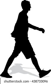 Vector Silhouette Of The Walking Man With A Bag