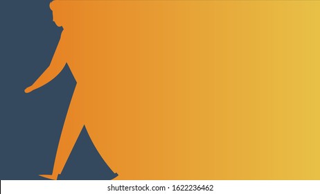 Vector silhouette of a walking person. Abstract illustration of a man making a step