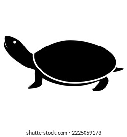 Vector silhouette of a walking turtle on a white background. Great for shelled reptile logos.