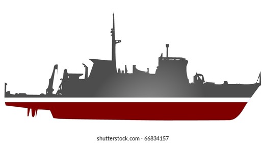 vector silhouette of a warship #10