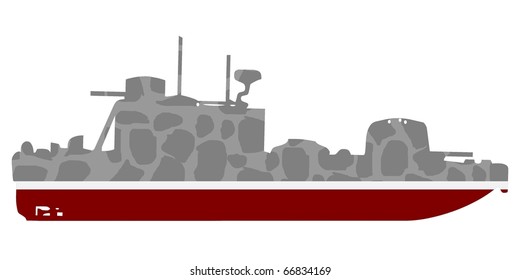 vector silhouette of a warship #6