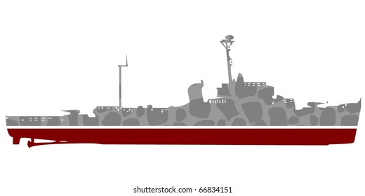 vector silhouette of a warship #7