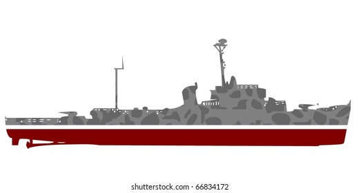 vector silhouette of a warship #9