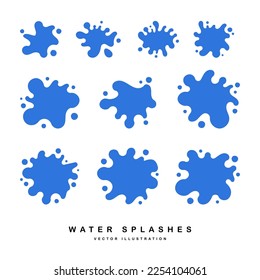 Vector silhouette of water splash blue color set. Ideal for logo or symbol and web icons.