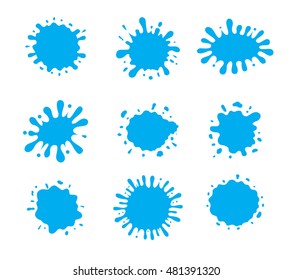 Vector Silhouette Of Water Splash Blue Color Set. Ideal For Logo Or Symbol And Web Icons.