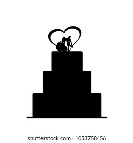 Vector silhouette of wedding cake.
