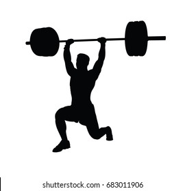 vector silhouette of weightlifter with a barbell