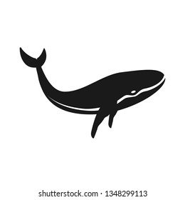 Vector silhouette whale for print isolated on white background.