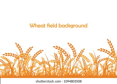 Vector silhouette of wheat. Wheat in the field on a white background