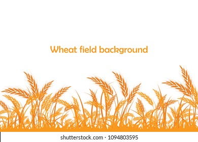 Vector silhouette of wheat. Wheat in the field on a white background