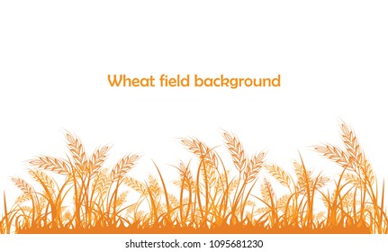 Vector silhouette of wheat. Wheat in the field on a white background