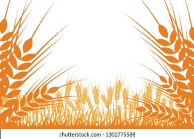 Vector silhouette of wheat. Wheat in the field on a white background.