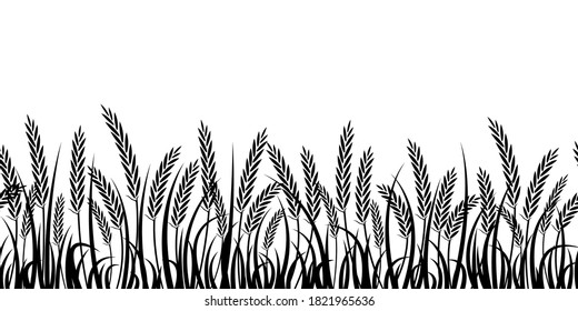 Vector silhouette of wheat. Silhouette. Wheat in the field on a white background.
