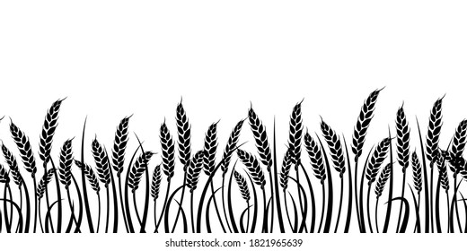 Vector silhouette of wheat. Silhouette. Wheat in the field on a white background.