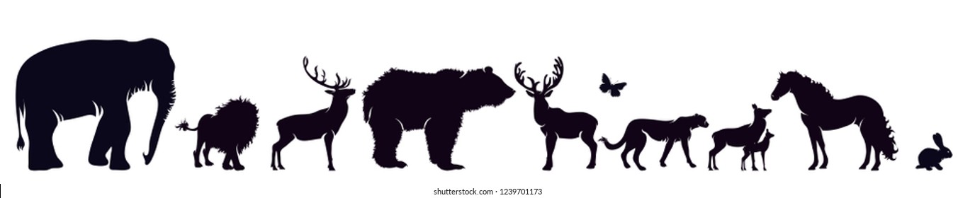 Vector Silhouette Wild Animal On White Stock Vector (Royalty Free ...