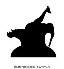 Vector silhouette of wild animal on white background.