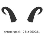 Vector silhouette of wild goat horns isolated on white