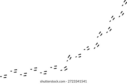 Vektor Silhouette von Wild Rabbit oder Hase Spuren | Nahtloses Bounding Trail Footprint-Muster auf transparentem Hintergrund, dreizeiliger Footprint
